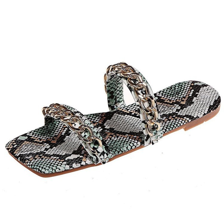Metal Color Snake Pattern Color Matching Slippers NSJJX67781