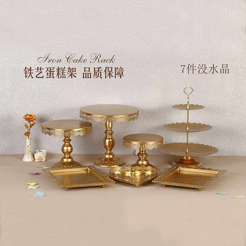 Postre de oro Decoración de mesa soporte de exhibición traje creativo europeo pastel merienda stand buffet comida fría té mesa de descanso image 10