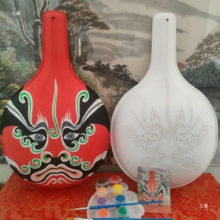 New Chinese Style Multi-Style Intangible Cultural Heritage Handmade Fire Horse Spoon Face Mask with Texture White Blank Cultural Creative Material Package Silk Flower