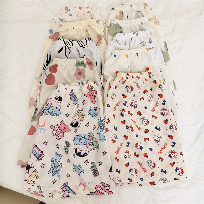 Espuma de verano suelta pantalones cortos de pijama para mujeres pantalones de pijama caseros de dibujos animados se pueden usar fuera