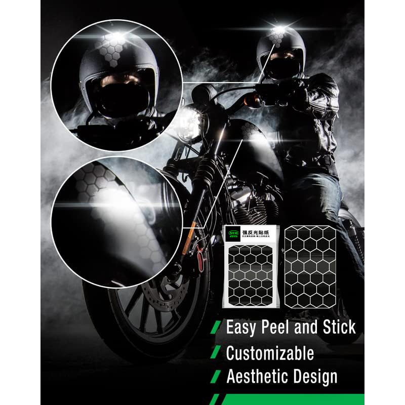Amazon hexagon honeycomb casco de seguridad pegatinas reflectantes casco de motocicleta negro vinilo pegatinas impermeables