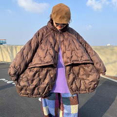 跨境秋冬新款羽绒服女宽欧美松大版大码时尚白鸭绒百搭连帽外套潮