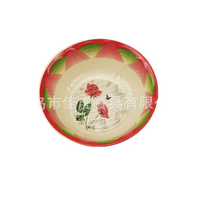 Cuencos de melamina para comercio exterior de 7 y 8 pulgadas con estampado amarillo estilo mercado africano venta directa de fábrica