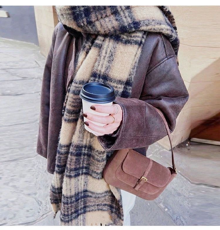 Women's Winter Checked Scarf Thickened Imitation Cashmere Shawl_voghion.com