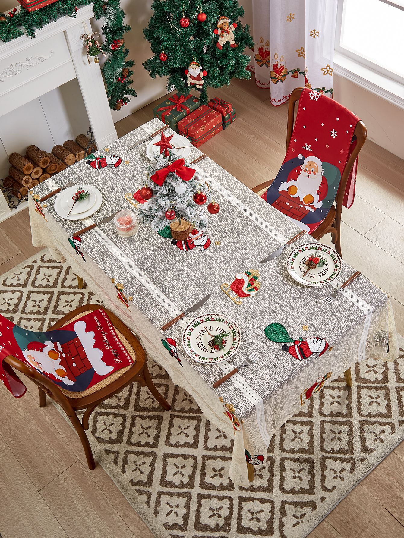 Natale Babbo Natale festa tavolo da tè tovaglia decorazione Natale tovaglia stampata atmosfera tovaglia transfrontaliera festa_voghion.com