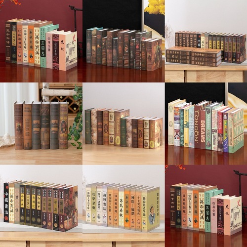 European-style high-end gold-leaf background decoration fake book study living room high-quality decor model props book factory wholesale