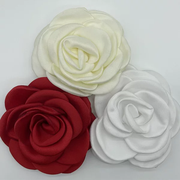 8cm hand baked edge patchwork fabric camellia clothing shoes hat accessories female headdress hair clip diy