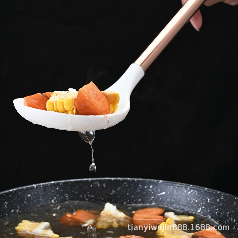 Nuevo mango de oro rosa antiadherente de cocina de aluminio de aluminio 10 piezas set