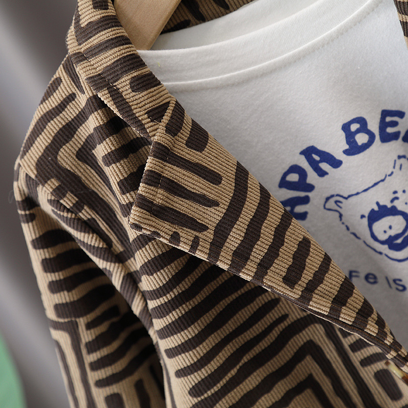 6140 Traje para niños Traje de primavera y otoño 2025 Nuevo chico guapo Traje a rayas de celebridades de Internet Vestido de primavera