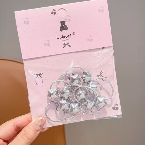 Anillo de cabello para niños plata de alto nivel amor acornamiento de cabello de cabello de niñas atar el cabello correa pequeña no lastimar el cabello de cabello