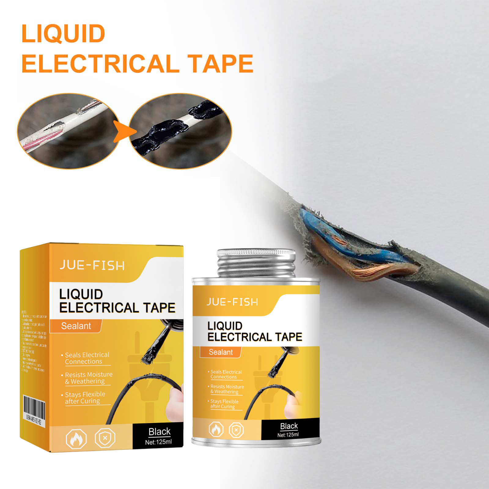 Jue Fish Black Insulating Glue Waterproof and Temperature-Resistant Heat Shrink Tube Liquid Insulation Flame-Retardant Electrical Tape