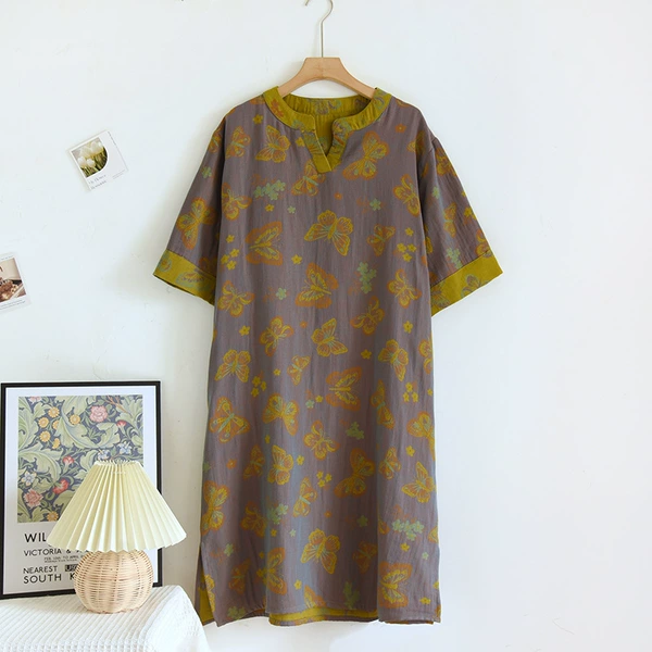 Retro short sleeve skirt-Huang Cai Butterfly