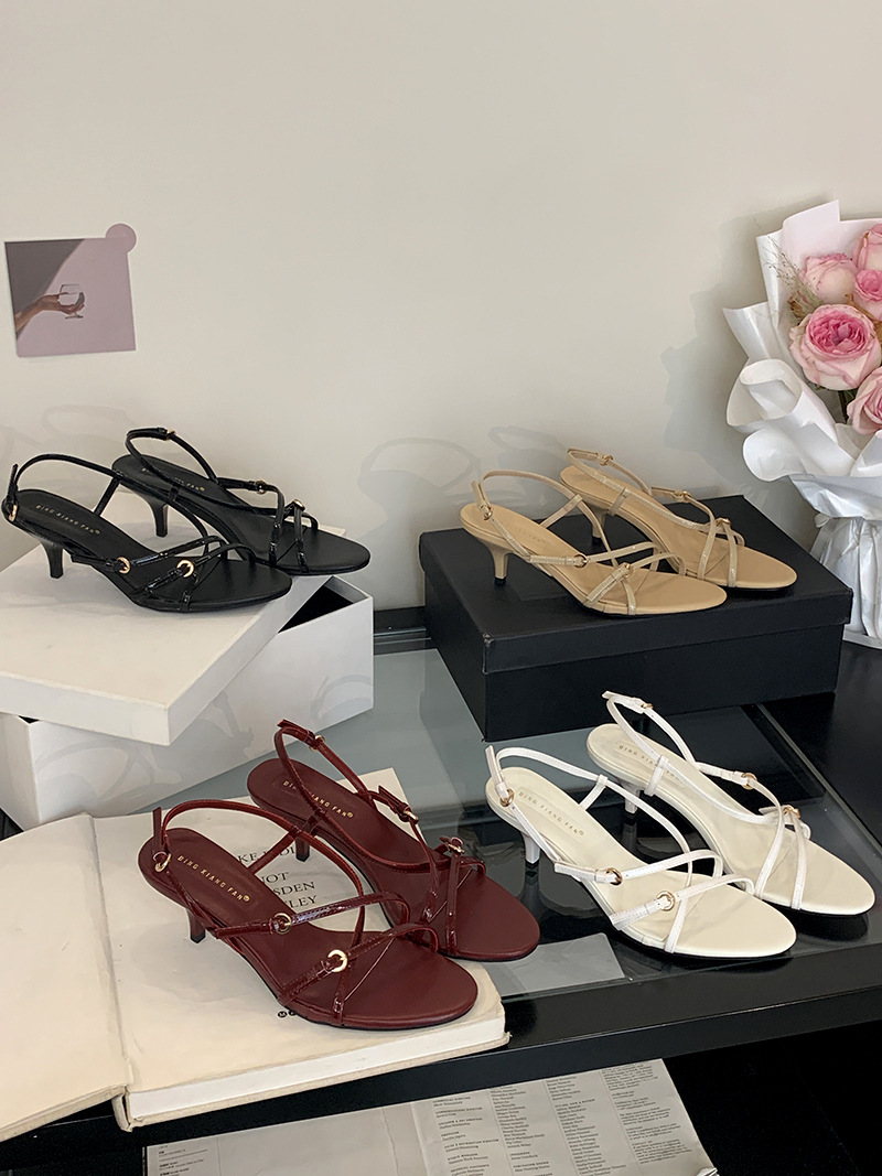 Women's Heeled Sandals Solid Colour Open Toe High Heel Shoes_voghion.com