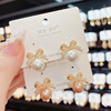 Earrings with bow from pearl, South Korean universal sophisticated goods, wholesale