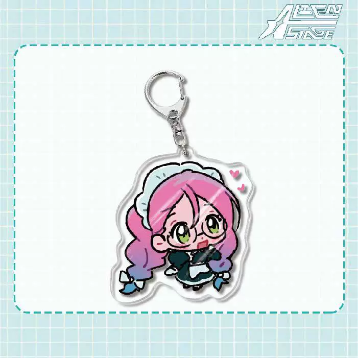 Acrylic keychain (Alien Stage) Mizi Sua, double‑sided 6 cm, metal ring & clasp