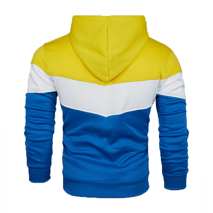Men's Clothing Autumn and winter blue street casual sports sweatshirt loose side seam pocket block color youth hoodie_senzul.com