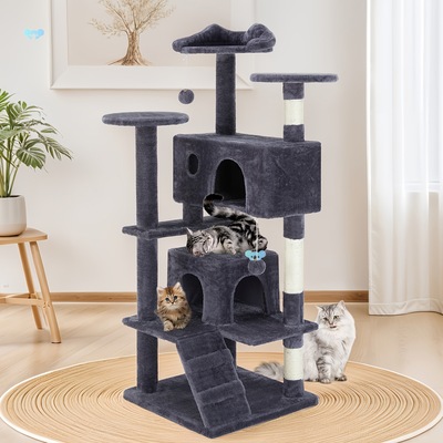 Sweetcrispy Cat Tree Indoor Cats Tower Tree 54in Cat Tree|ms