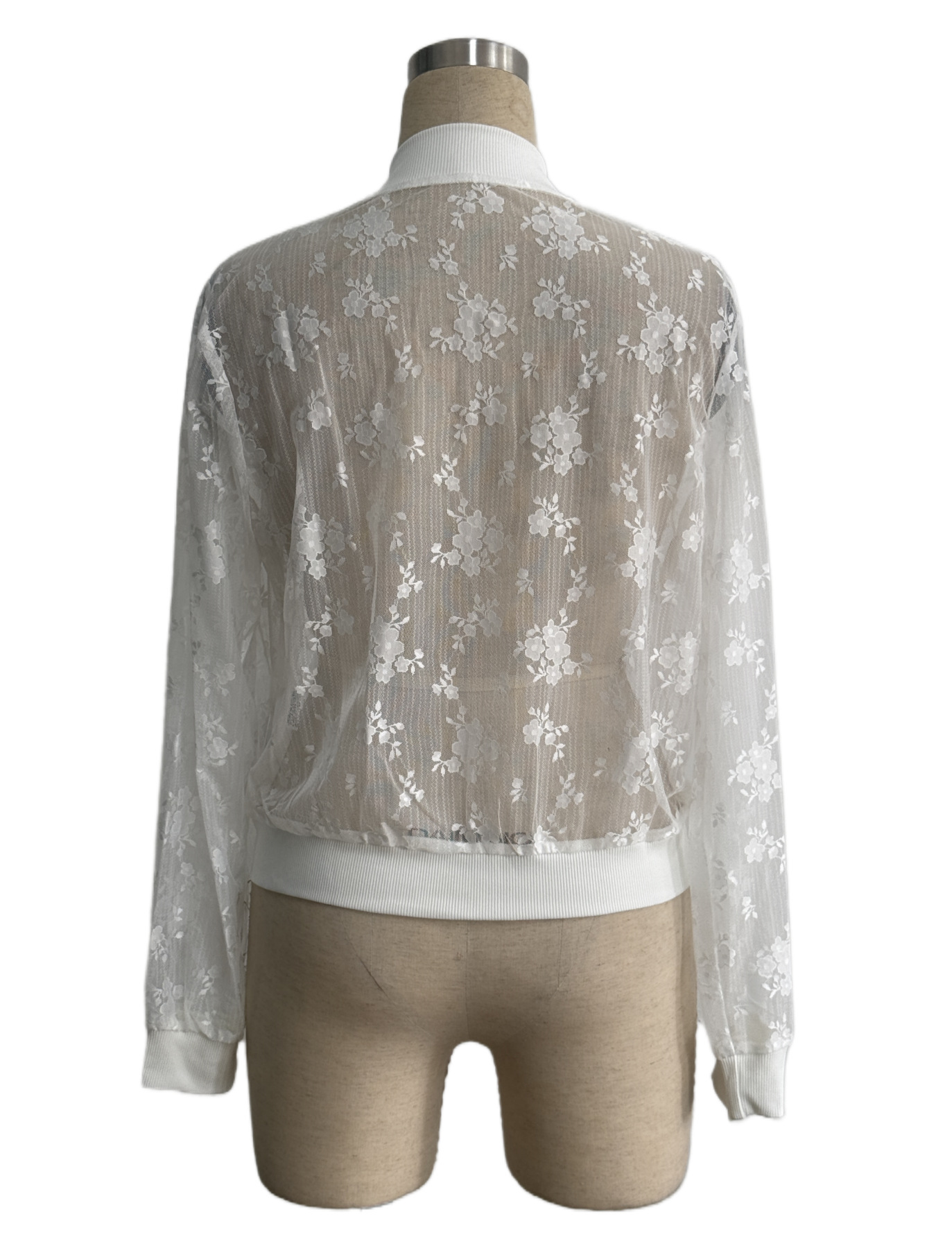 New Autumn And Winter Elegant Women's Lace Patchwork Zipper Front Opening Casual Jacket._ecoleips.com