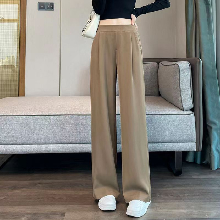 スーツパンツ女性の春と秋のハイウエストワイドレッグパンツ新しい夏薄いカジュアルナローバージョンストレートレディースパンツ|undefined
