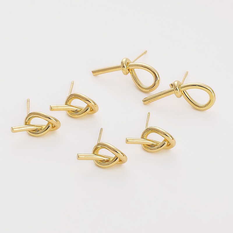 Color-preserving 14K Gold Color-preserving Twisted Knotted Earrings Handmade DIY Advanced Earrings Metal Line Earrings Accessories