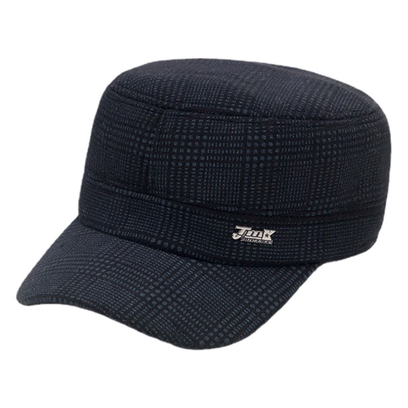 Зимняя Мужская теплая хлопковая шапка для защиты ушей среднего и пожилого возраста, шляпа с плоским верхом, Толстая шерстяная холодостойкая фуражка для пожилых людей на флисовой подкладке, Мужская