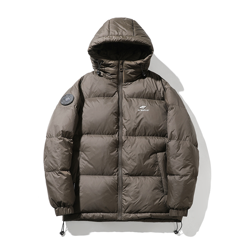 Winter black bread down thick warm hooded outdoor functional windproof jacket men's loose fit_voghion.com