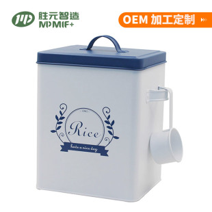 American-style metal rice bucket factory galvanized iron sheet food grade large capacity rice bucket box moisture-proof household rice storage bucket