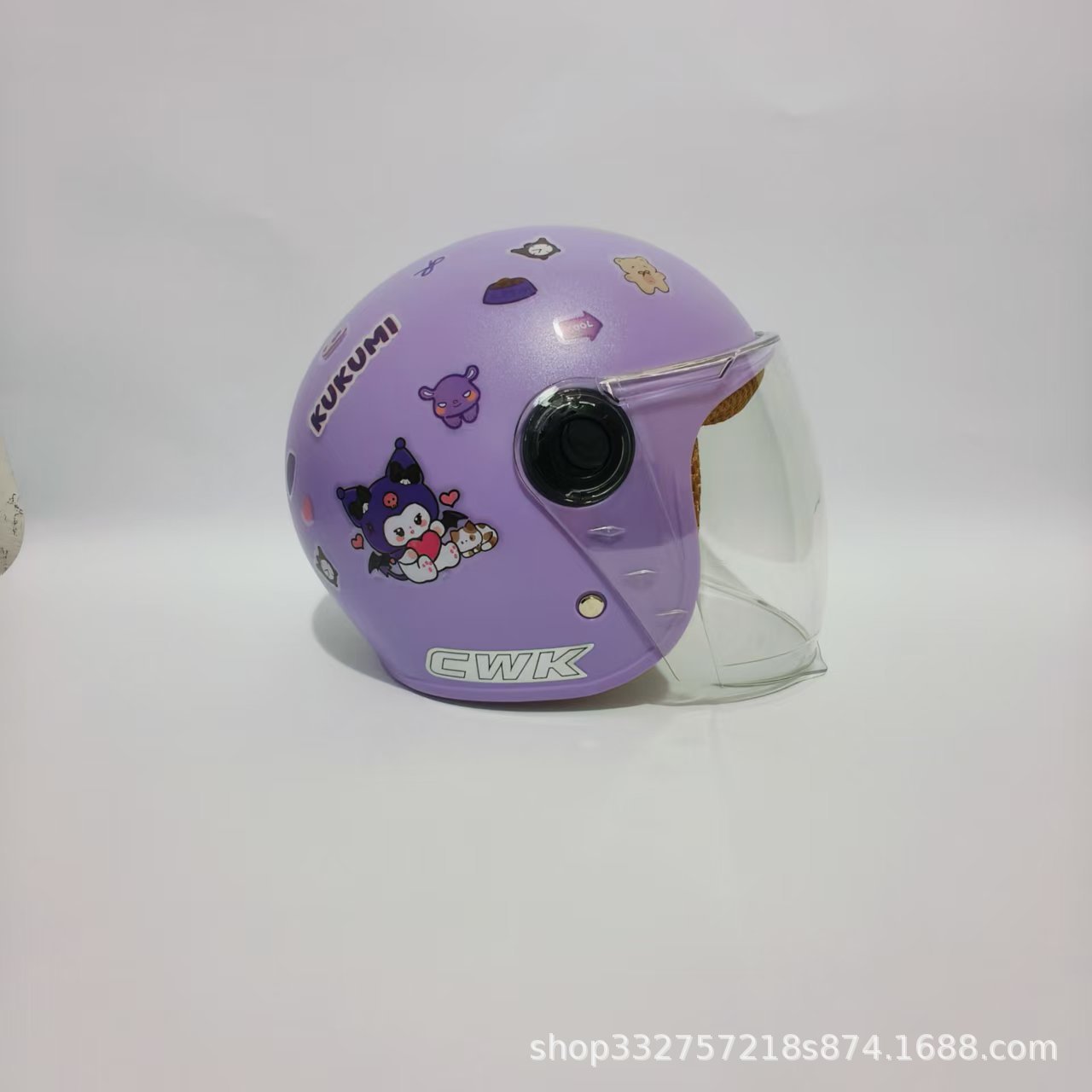 Motuoche – Motosiklet kaskı (dəbilqə) Helmet - purple-kuromi-transparent-long-visor-3c-children-1-6-years-old-wl07