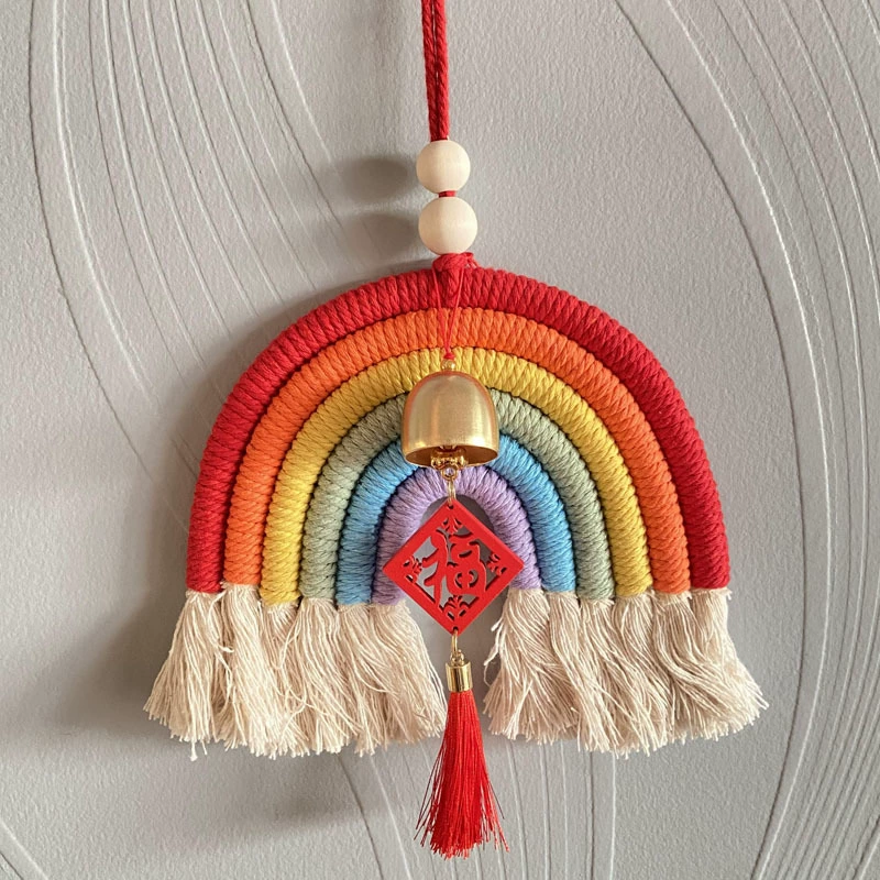 Ins Праздничное украшение Новый год Весенний фестиваль украшения колокольчики с кистями подвески радуга плетет дверь радуги