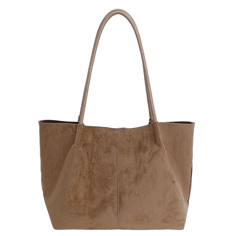 Suede Large Capacity Commuter Tote Bag 2026 Korean Style Minimalist Ins Shoulder Bag For Women - Thumbnail 5
