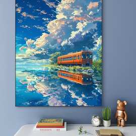 宫崎骏新数字油画diy手工填充填色画解压涂色油彩画装饰挂画