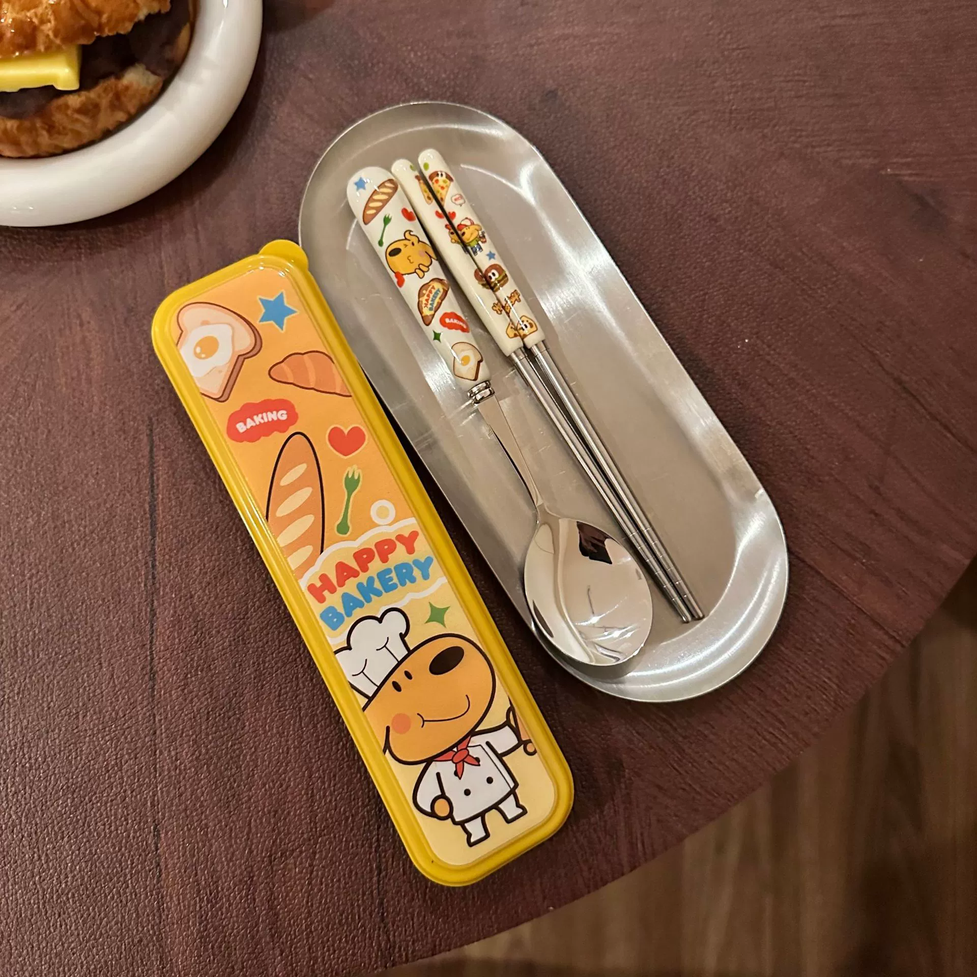 Genuine high quality tableware stainless steel, cute ceramic handheld set for home use