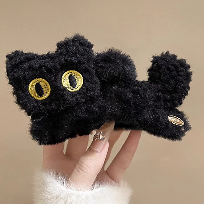 Otoño e invierno lindo lindo peluche estereoscópico lindo gato agarre clip nuevo clip de cabello de gatito coreano en la parte posterior de la cabeza clip de tiburón