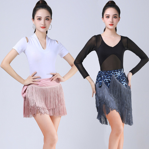 Ballet Dance Skirt Practice Suit Women's New Dance Dress Hip Band Latex Dance Apron Fringe Half Skirt