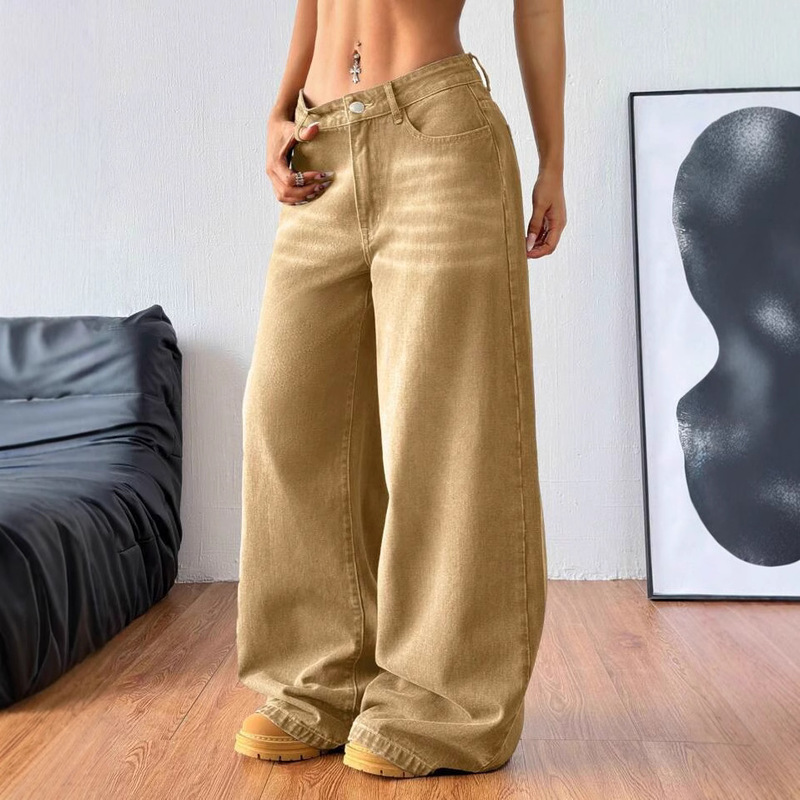 Amazon European and American Style Cross-Border Khaki Casual Workwear Washed Pants Loose Straight Jeans Carhartt