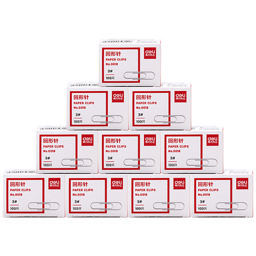 Deli Paperclip Boxed Metal Nickel Plated Color Pin Large Office Supplies Wholesale No. 3 0018 Paperclip