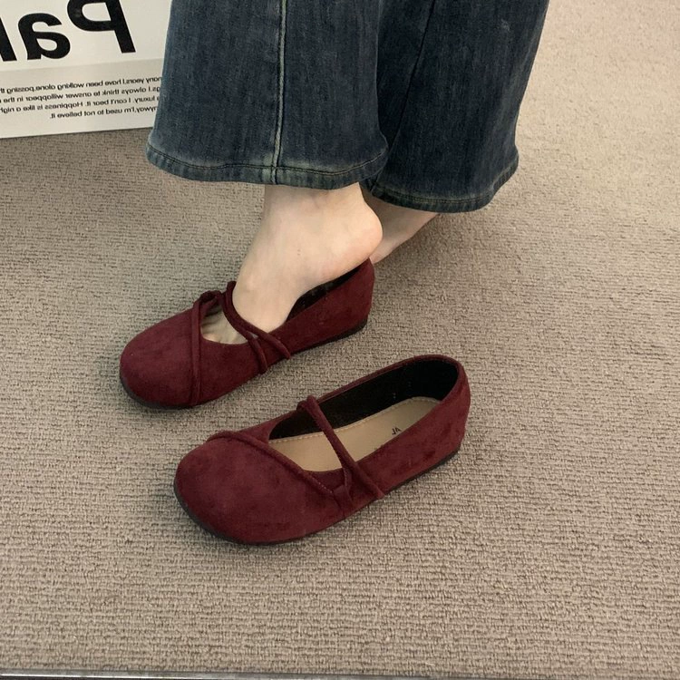 Круглый винтажный мягкий фон обувь Birken Женская весна 2025 года Мори плоские туфли Mary Jen Одиночки балерина обувь бабушки