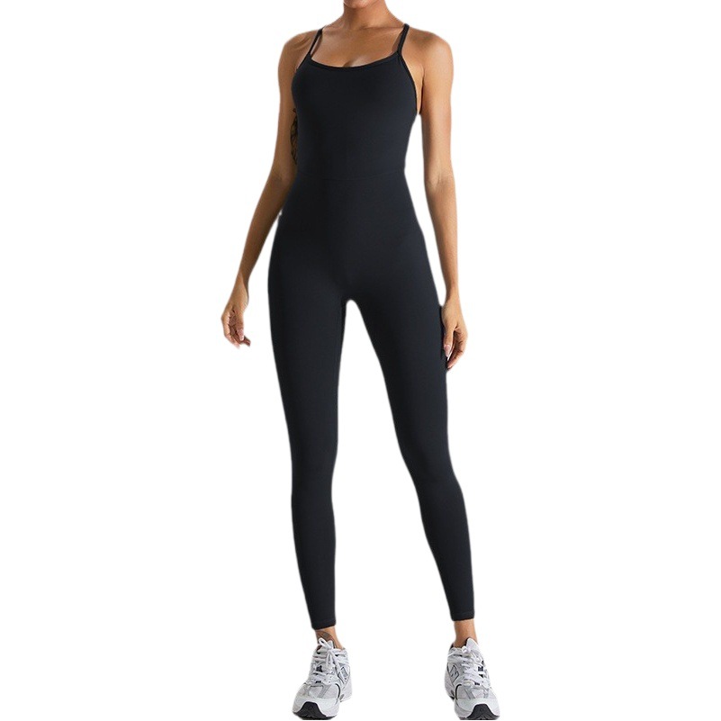Traje de ropa de Yoga de una pieza de belleza desnuda transfronteriza traje de mujer SLIM-Fit danza ropa deportiva fitness apretado mono deportivo