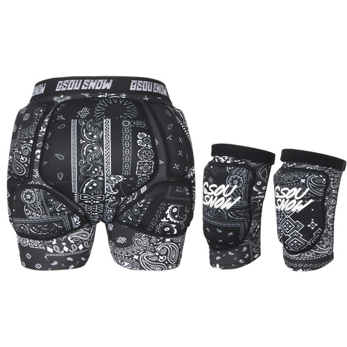 New ski protective gear set, full set of knee pads, anti-fall pads for women, single board and double board outdoor equipment, ski hip protection for men