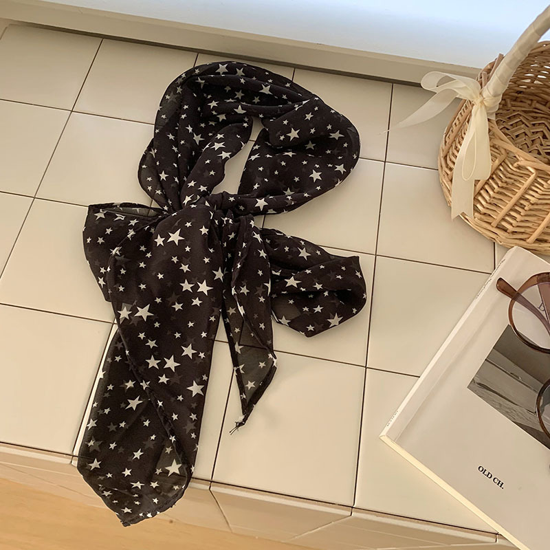 Bufanda de seda de lunares, chal, bufanda pequeña francesa multiusos, bufanda de sentido avanzado, pañuelo en la cabeza, diadema pastoral femenina de verano, cinturón decorativo