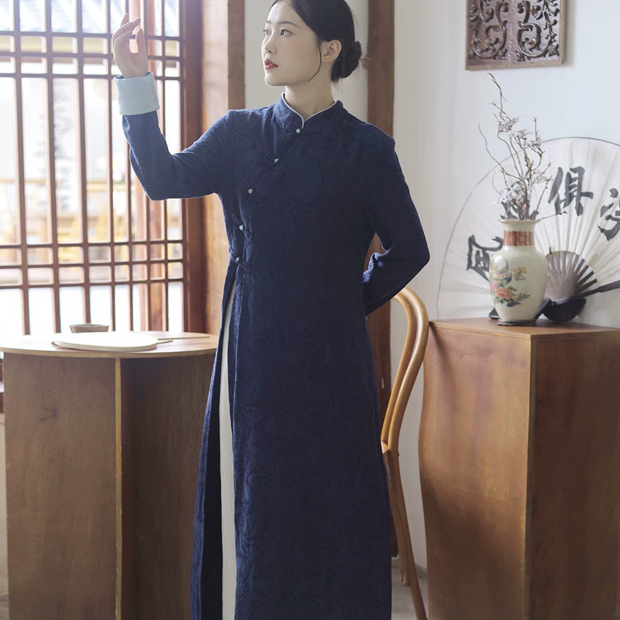 9663 осенний новый китайский cheongsam улучшенный китайский костюм женский чай