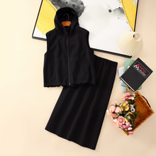 欧洲站时尚连帽太空棉马甲背心女秋新品宽松大码运动休闲无袖套装