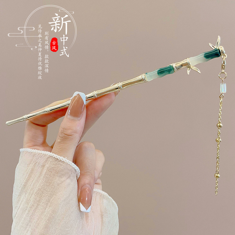 Flor antigua horquilla con flecos para mujer nueva horquilla de pelo moderno chino simple Hanfu cheongsam horquilla tocado paso a paso