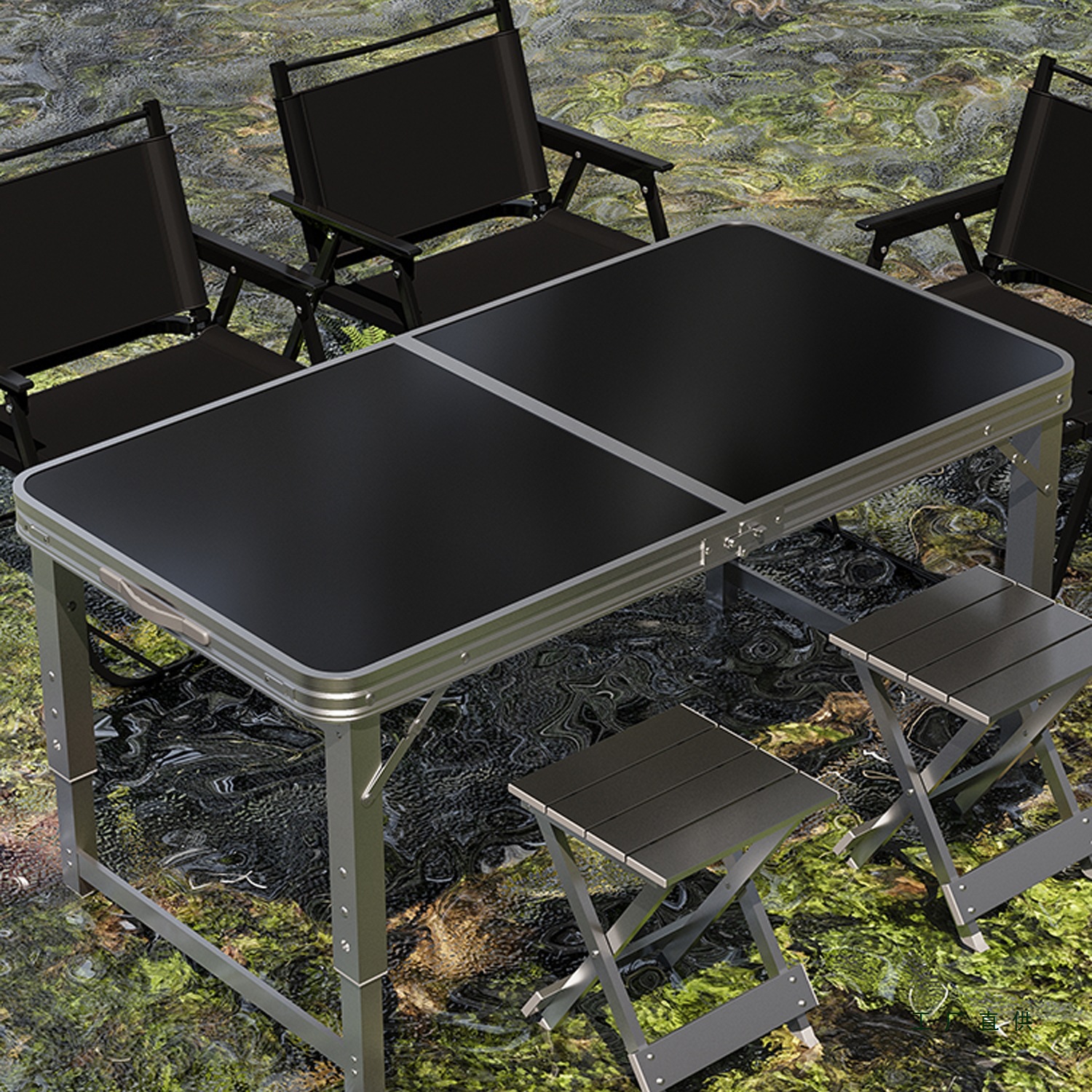 Outdoor Folding Table Portable Camping Table and Chairs Picnic Table Barbecue Table Simple Adjustable Stall Table Rectangular