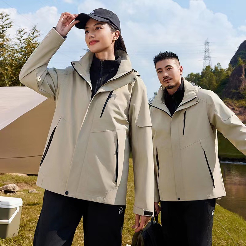 Mountain System Three-in-One Jacket for Men/Women, Autumn/Winter Outdoor Windproof and Warm Thermo-Mountaineering Jacket with Removable Inner Layer