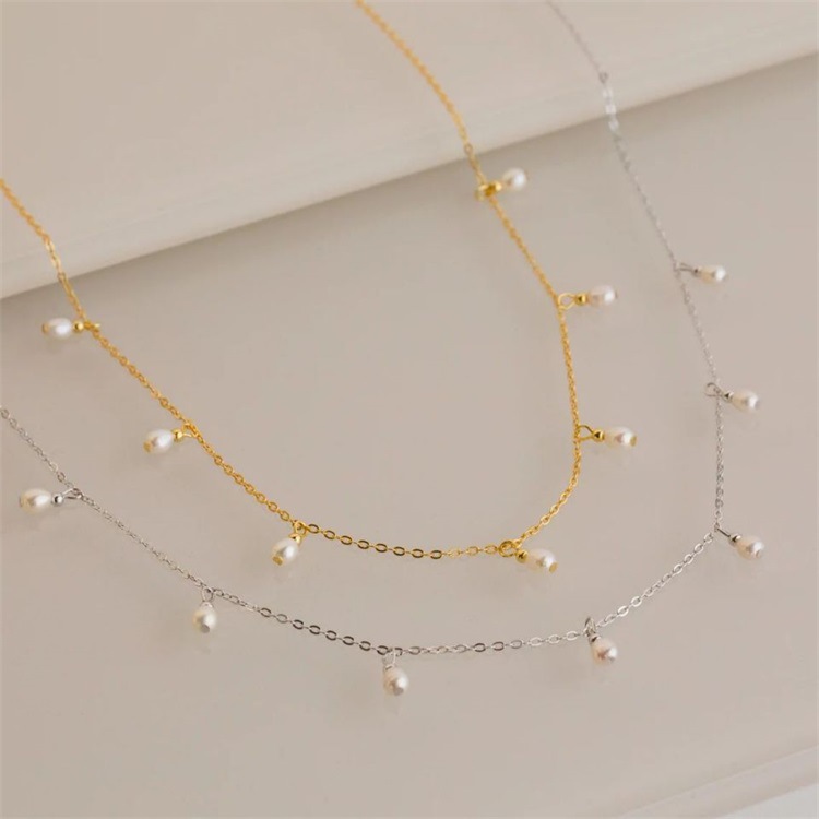 304 Stainless Steel Pendant Material Necklace Classification PVD Coated Real Gold Plated Solid Color Stainless Steel Imitation Pearl Elegant Waterproof Non Tarnish 304 Stainless Steel Necklace