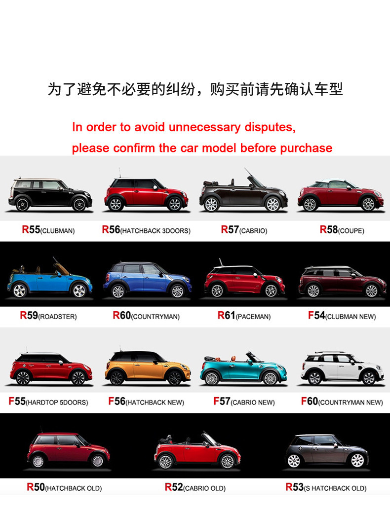 Suitable for Bmw Mini R55R56R60R61 Engine Hood Label Matte Black Rear Label All4 Modification Label