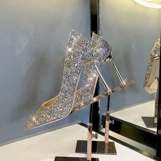 New Student High Heels Women's Eighteenth Birthday Women's Stiletto-heeled Princess Crystal Shoes Women's Adult All-match Single-layer Shoes