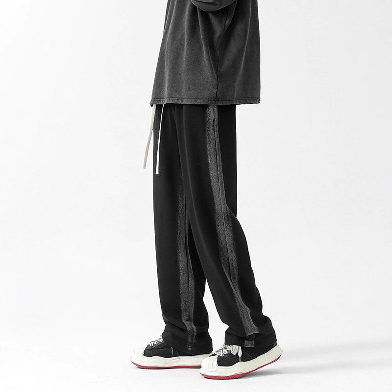 Pantalon de sport décontracté épais pour homme, style printemps, coupe ample, grandes tailles, jambes droites, style américain fluide, pantalon long_voghion.com