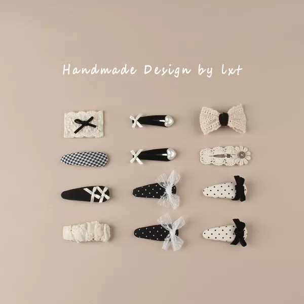 Korean-Style Fabric Polka Dot Lace Bow Hair Clip for Girls and Babies, Cute Hair Accessory That Doesn'T Damage Hair